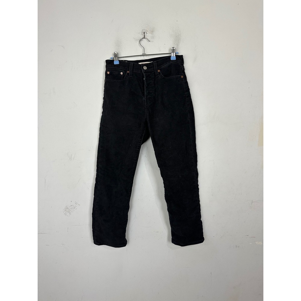 Levis Premium Wedgie Straight Corduroy Pants Black High Rise 27 34964-0030